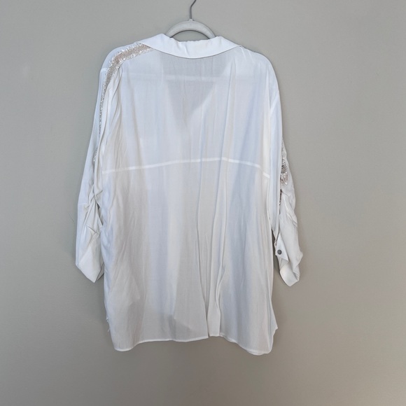 Beautiful zara white blouse with collar. Size L - Picture 5 of 12